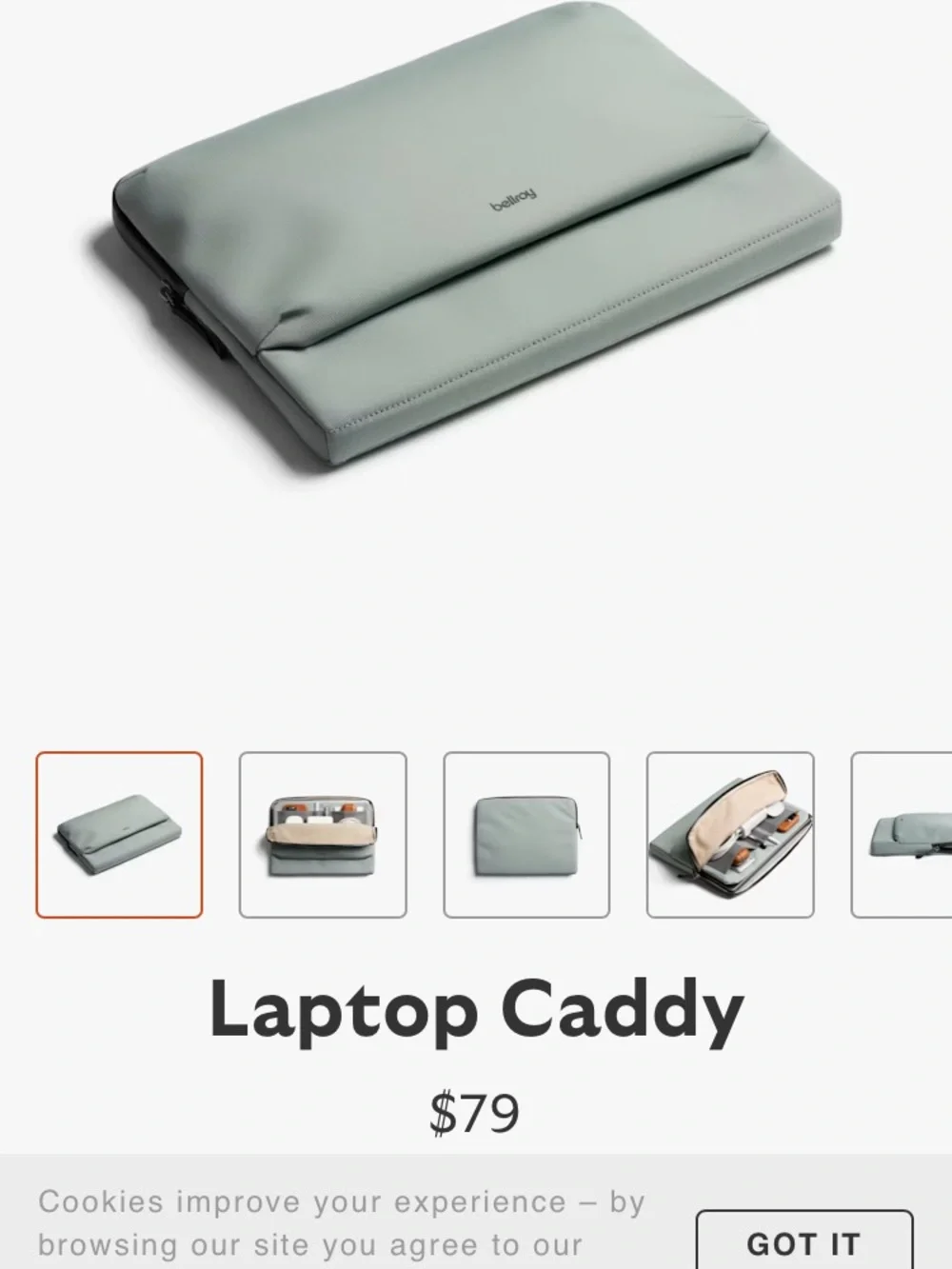 Bellroy Eucalyptus Laptop Sleeve with Front Flap 14”